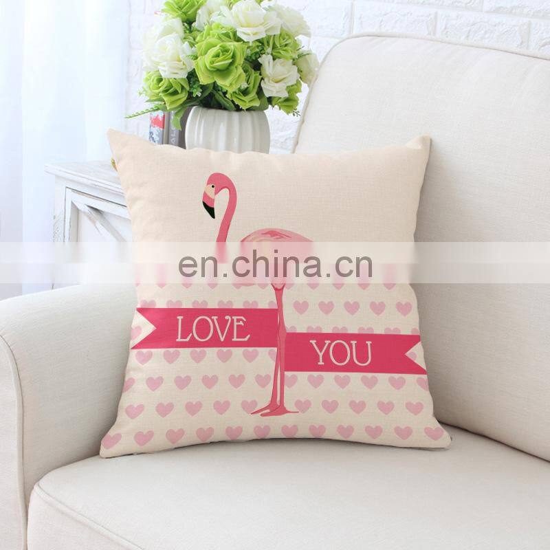 i@home Flamingo cartoon printing lumbar back pillow cushion cover for sofa