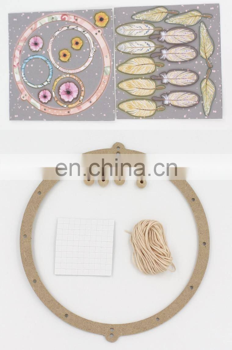 Customization Warm Wall Hanging Home Decor DIY Craft Supplies hand knitting toy Handmade  Dream Catcher with Feathers