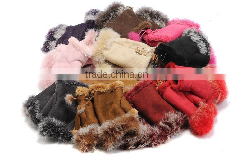 genuine sheepskin custom fingerless gloves wholesale