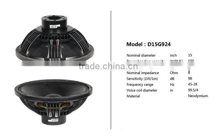Neodymium speaker, 15 inch passive 2-way full range loudspeaker, stage monitors