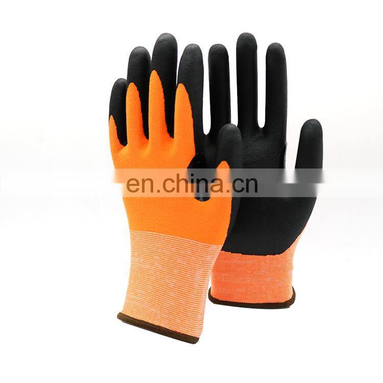 Wholesale 15G Black Nitrile Foam Half Coated Work Glove