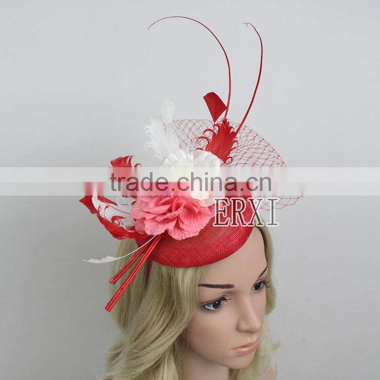 Handmade Fashion Design Sinamay Fabric Hat/Chuch Fascinator Hat For Ladies Manufacturer