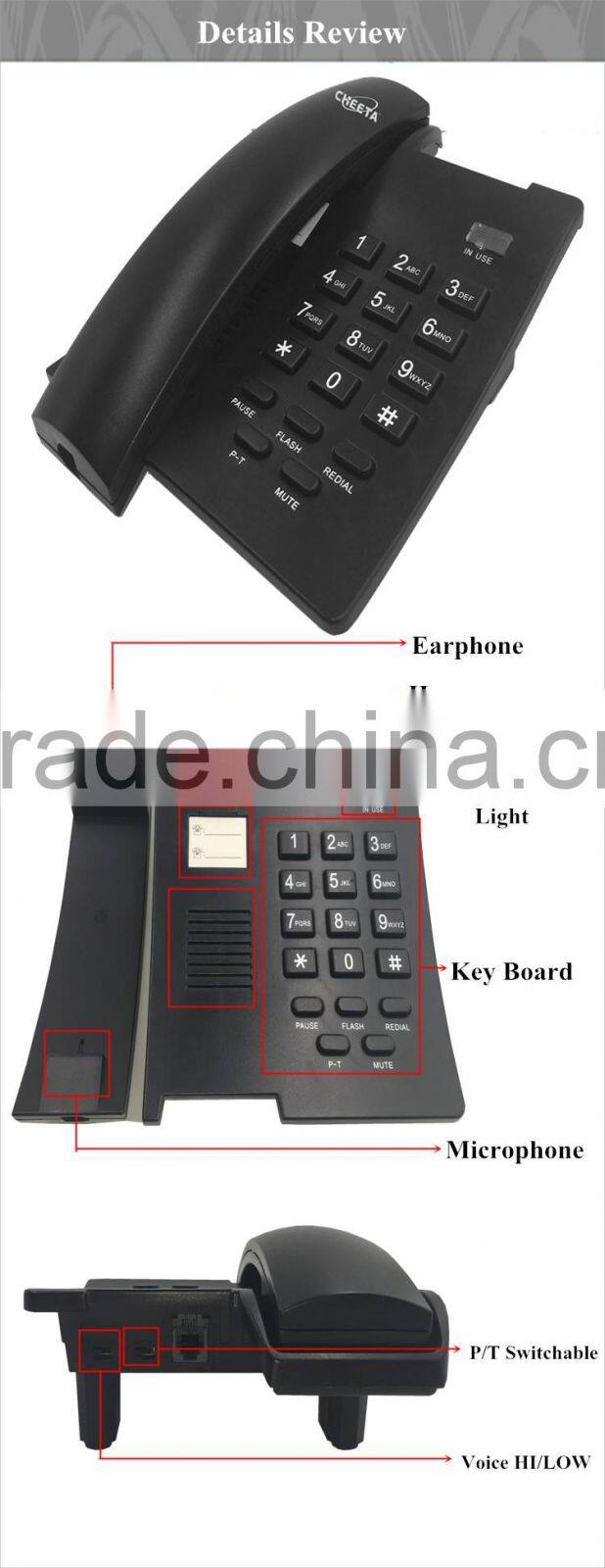 Shenzhen Factory Price Corded Basic Telephone Basic Telephone Big Buttons With Cheap Price