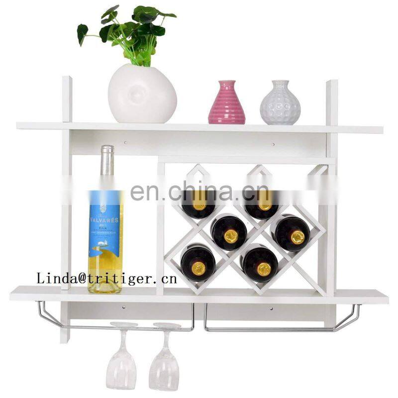 Wholesale cheap price wall mounted wooden display bottle wine rack for home decoration