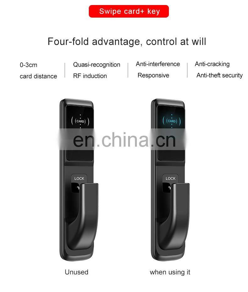 Popular Product Smart Push-Pull Digital rfid hotel card reader door lock support hotel version apartment version