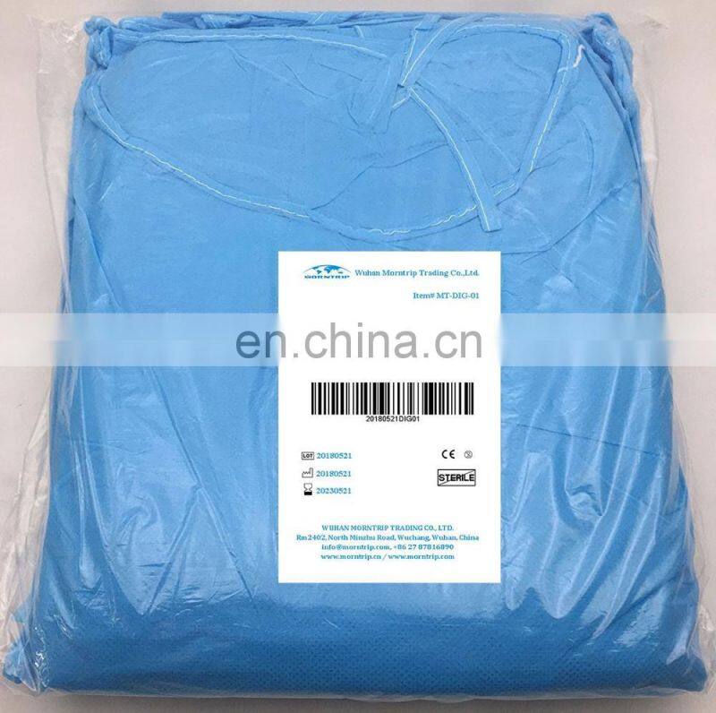 Elastic Cuffs Waterproof Non Woven Disposable Isolation Cover Gown for Visitors