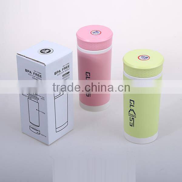 420ML double walls sport Plastic water bottles with strainer