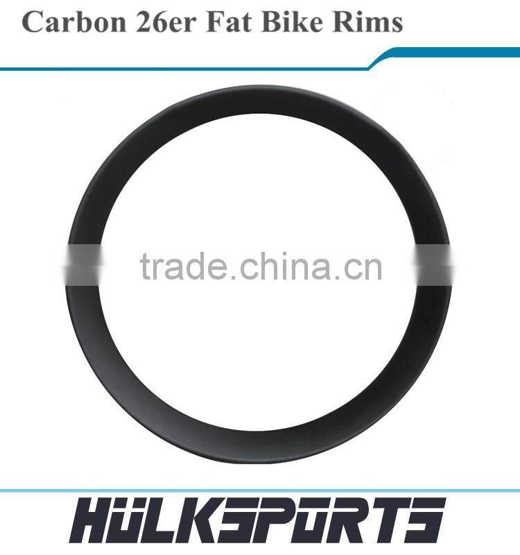 High-end 26er fat bike carbon wheelset 3K/UD 80 mm fatbike rims 18mm profile depth carbon hooklesse/clincher mtb rim