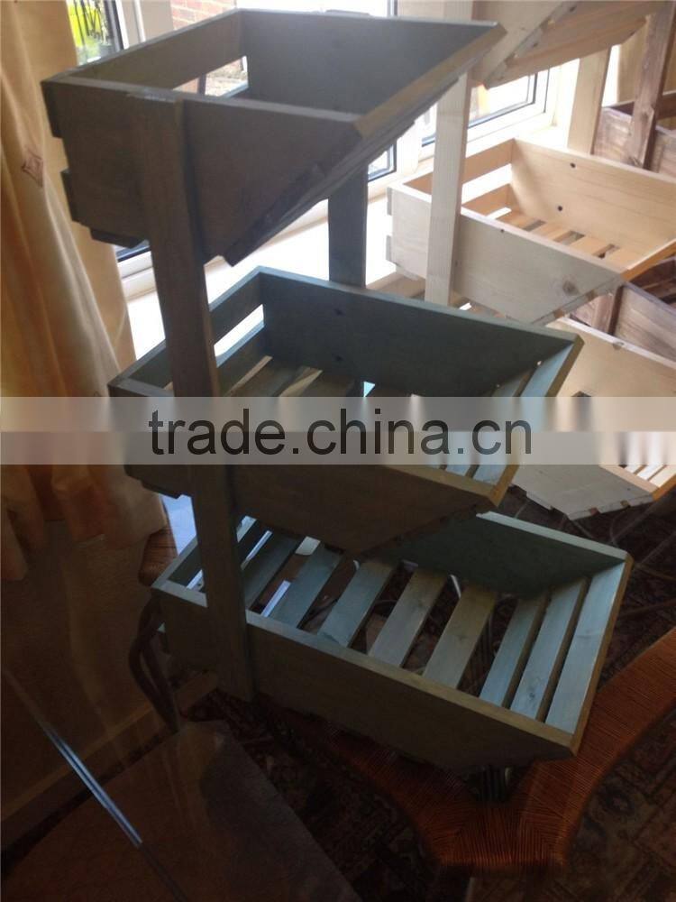 SEARUN Hot Sale Wooden Fruit and Vegetable Display Stand/Shelf/Rack