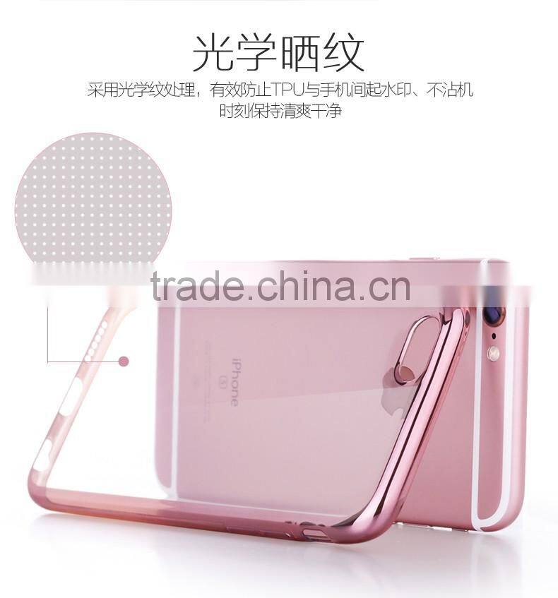 0.6MM Anti-Scratch Newest Transparent TPU Back Cover With Soft Electroplate Phone Case TPU Mobile Case for iphone 6