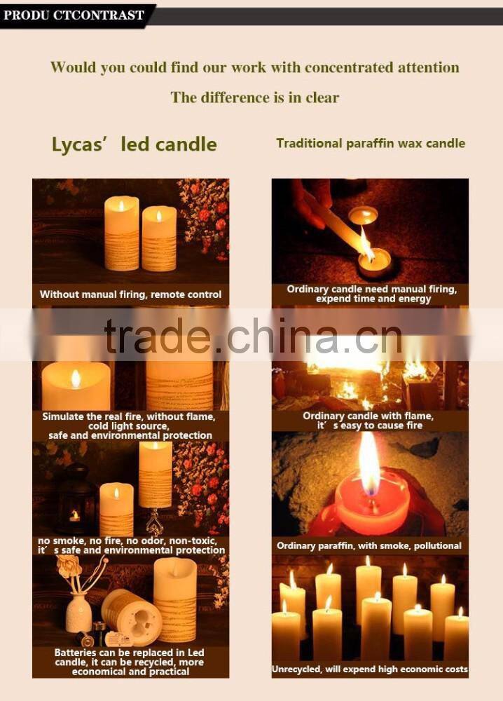 remote control set of 3 real wax flameless LED pillar candles