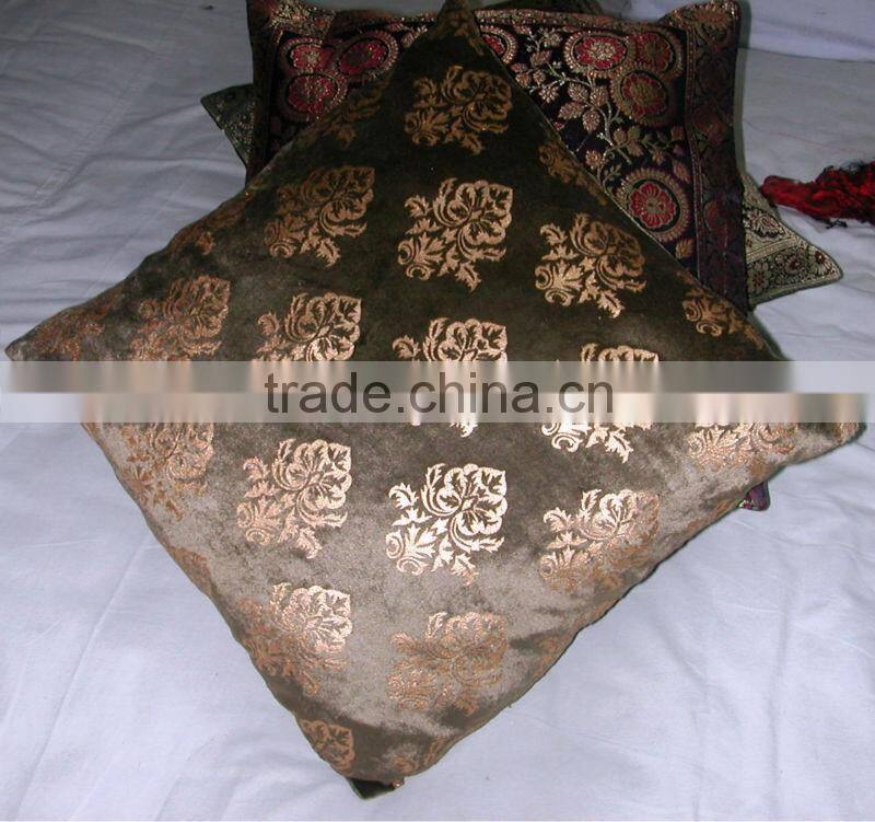 Foil printed cushion cover on velvet fabric,