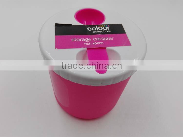 plastic storage canister with spoon