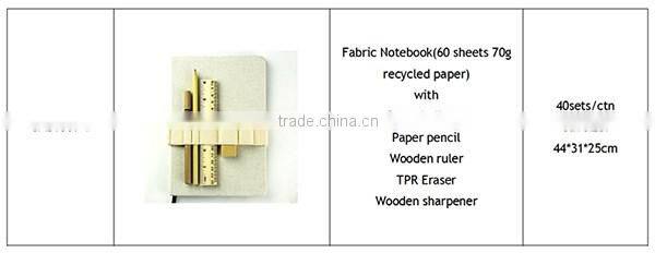 Eco Fabric Covered Recycled Notebook in Bulk with pen attached