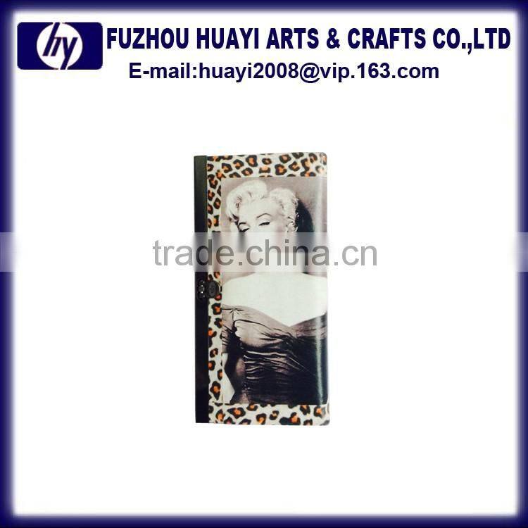 Popular promotion cute girl printed genuine pu leather wallet purse