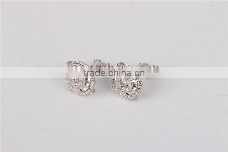 Wholesale Ladies' micro pave CZ plates stud earring 925 silver jewelry