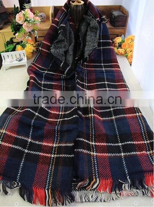Wholesale Winter Fashion Wool Plaid Checked Ladies Pashmina Scarf