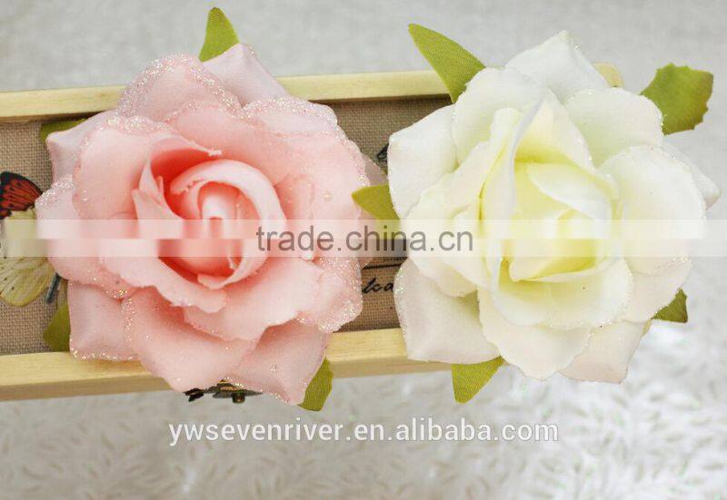 Bright pink simulation edge rose 8 cm flower heads Artificial silk cloth DIY wedding flowers Direct selling small wholesale