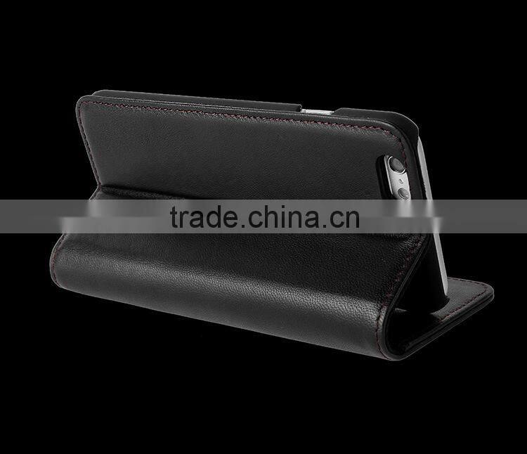 Cow leather case for iphone 6S with PC shell with card slots genuine leather black mobile phones accessories for iphone 6 case