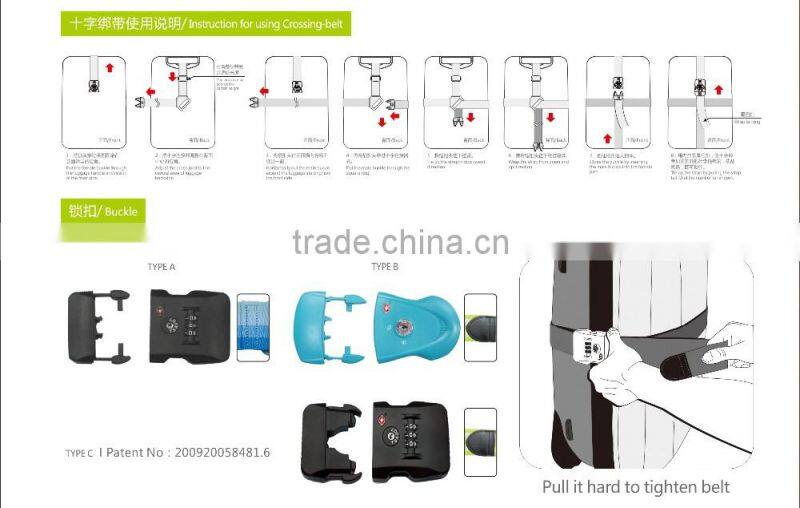 Hot Sale Airplane Custom Travel suitcase safety Lockable PP/Polyester belt Lock Luggage tsa strap