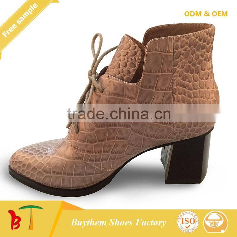 Genuine crocodile leather women ankle boots with high heels
