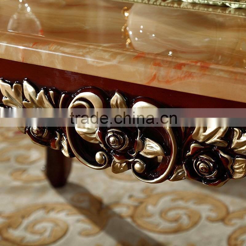 Antique Indian Wooden Inlay Dining Room Furniture 6 Person Marble Wooden Top Laminted Table