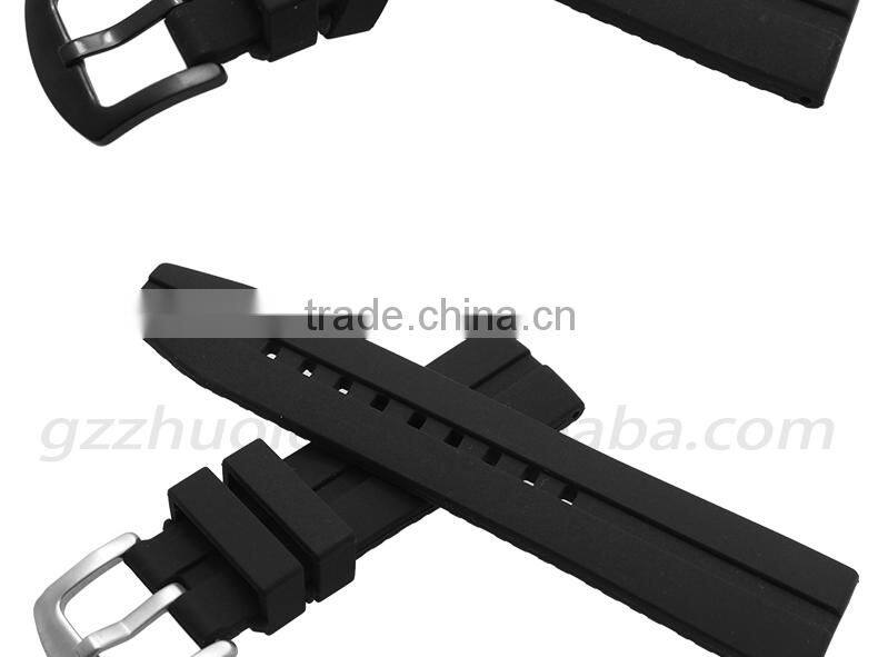 Hotsale 22|24mm waterproof high quality silicone watch strap with stainless steel buckle