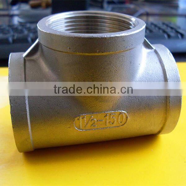 casting investment stainless steel reducing tee pipe fitting