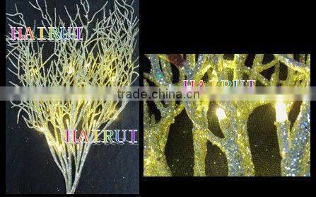 gold glitter coral willow branch led lights