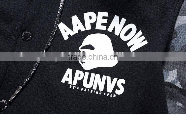 2015 hot whosale high quality cardigan embroidery with hood camouflage for insert hoodie