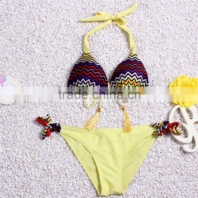 2016 wholesale Female Split Triangle Swimwear Sexy Printing bikini