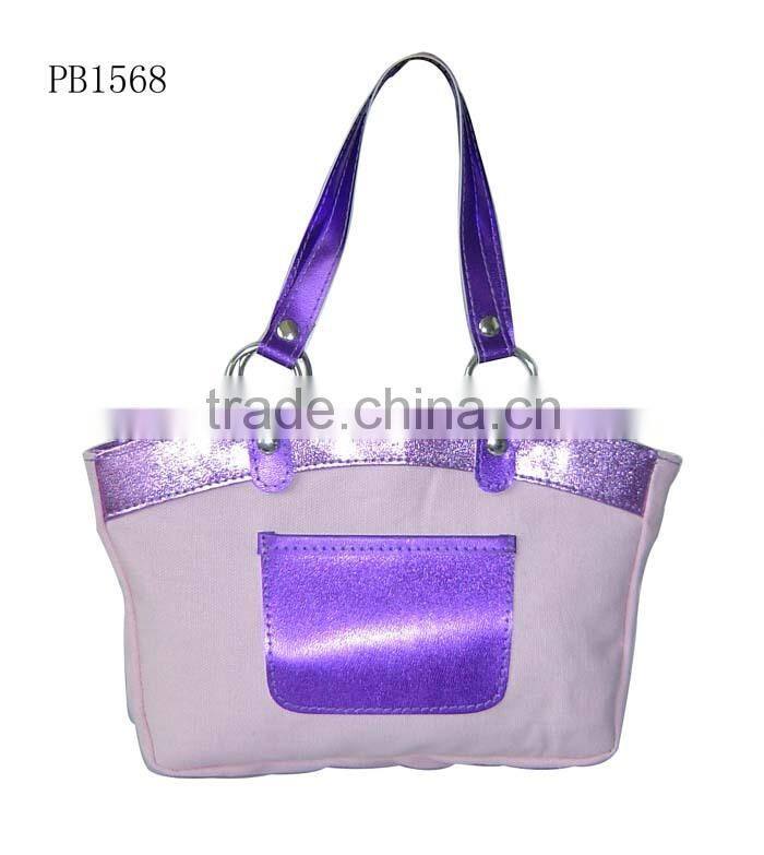 2016 hot selling Eco-friendly cotton canvas lady bag with pu handle