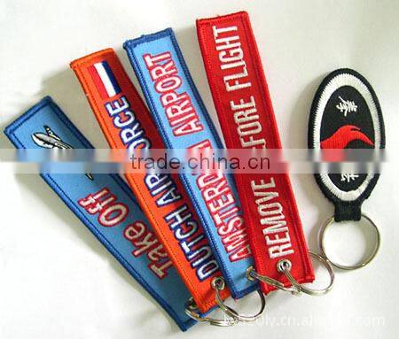 Custom Made High Quality Airlines Pilot Embroidery Jacqaurd Keyring Keychain Gift and Promotion