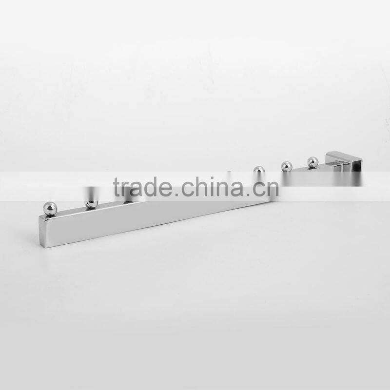 Metal Chrome Crossbar Fix Display Hook 15*30 Square Tube Straight Arm Display Hook with 9 Balls
