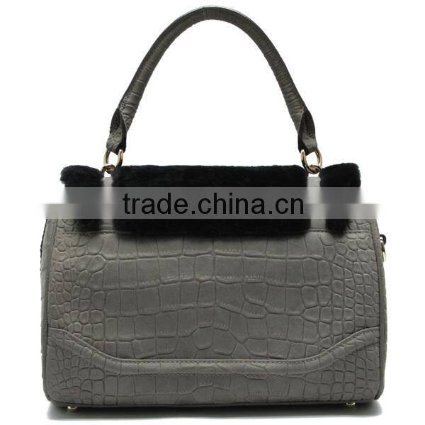 FOR CHRISTMAS promotion stock crocodile pattern leather plush bag