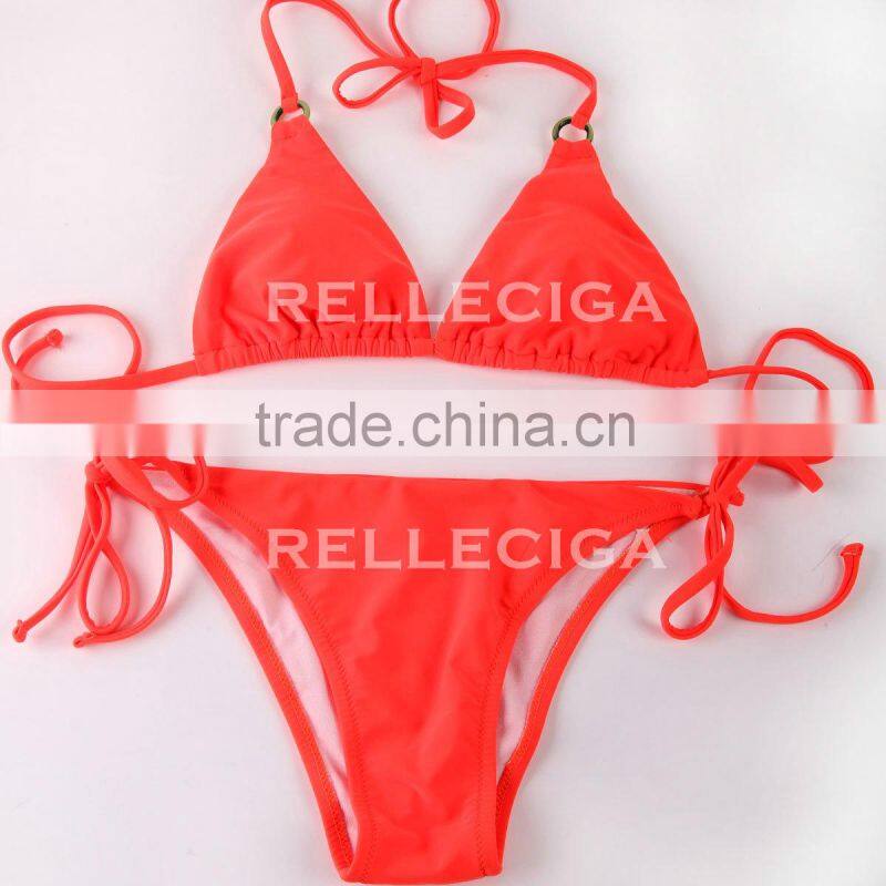 Wholesale Swimwear! RELLECIGA Bikini - White Simply Stunning Triangle Top with Goldtone Hardware Rings