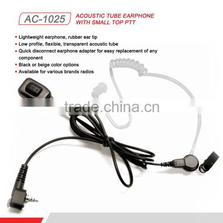 Earpiece Headset PTT Mic For Radio Kenwood Acoustic Tube Earphone