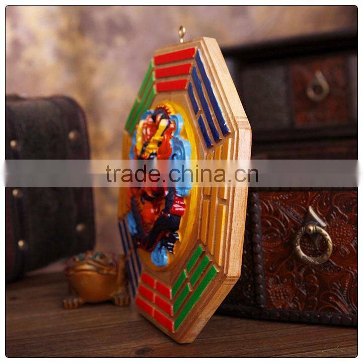 Fengshui Ba Gua Mirrors,peach wooden lion design bagua Mirror