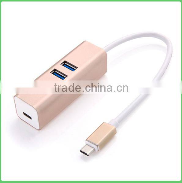 2 in 1 USB 3.1HUB Type-C to 2 Ports USB 3.0 & 1 USB 3.1 Type-C Charging / Data HUB Adapter for MacBook