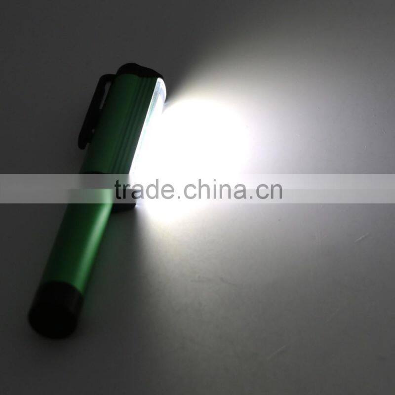 Hot mini pen flashlight Aluminum waterproof with pen holder can be placed pocket