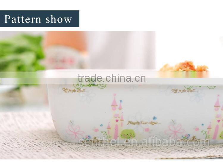 Ceramic food container,2 Compartments lunch food storage container,rectangle ceramic bento box