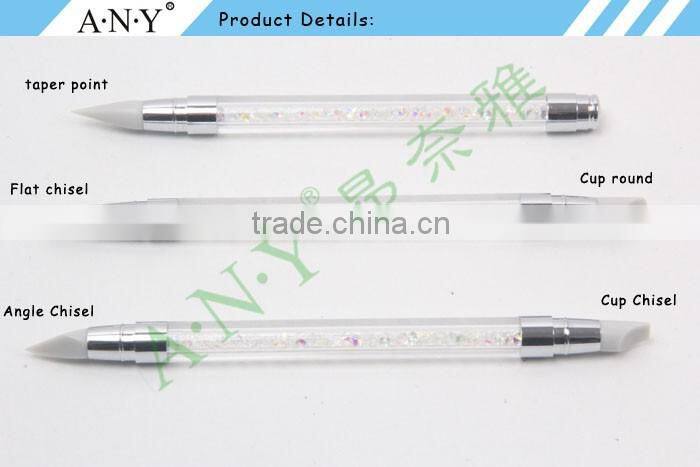 ANY Nail Art Design 3D Carving Crystal Handle 5PCS Silicone Brush Set