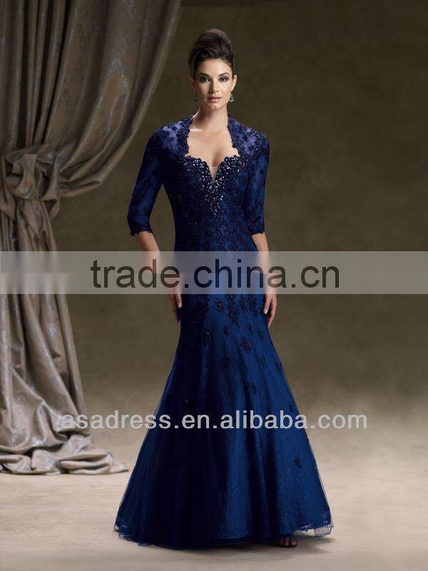 Two-Piece Lace Strapless Mermaid Dressa Adorned with Heavy Hand-Beads Mother of the Bride Lace Dresses with Jacket(MOMO-3024)