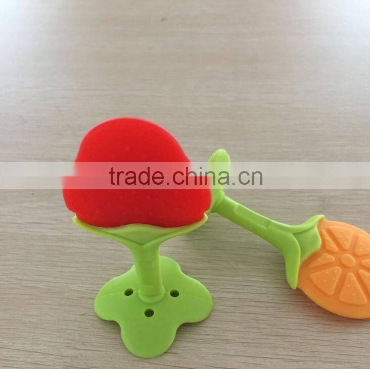 2016 New Arrival cute design silicone baby fruit teether
