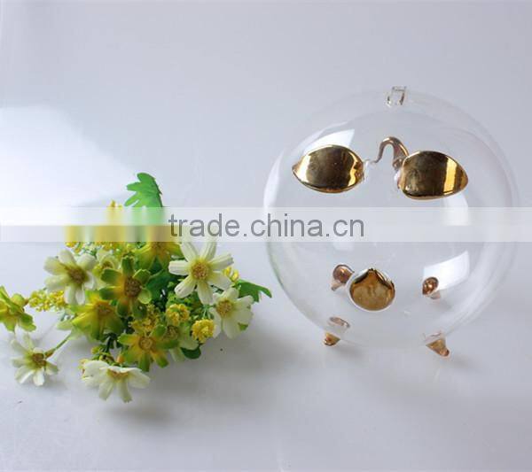 China manufacturer custom design hot sale piggy bank decorative clear borosilicate promotional glass home decoration