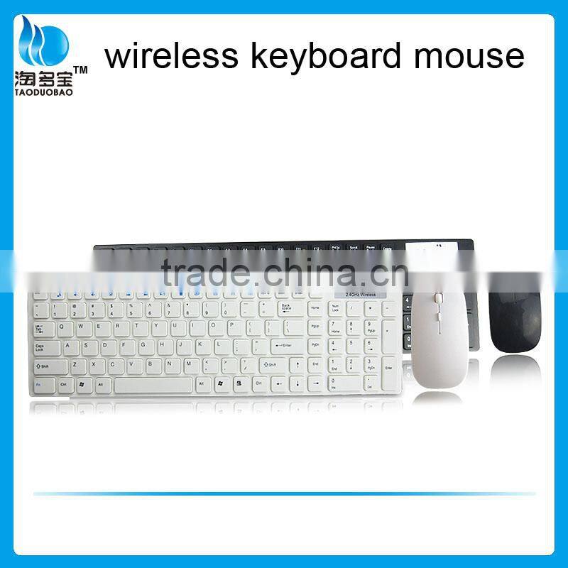 2.4g USB wireless keyboard mouse combo with white color for computer/laptop