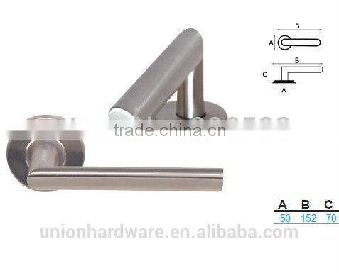 Modern oval shape stainless steel door handle with escutcheon