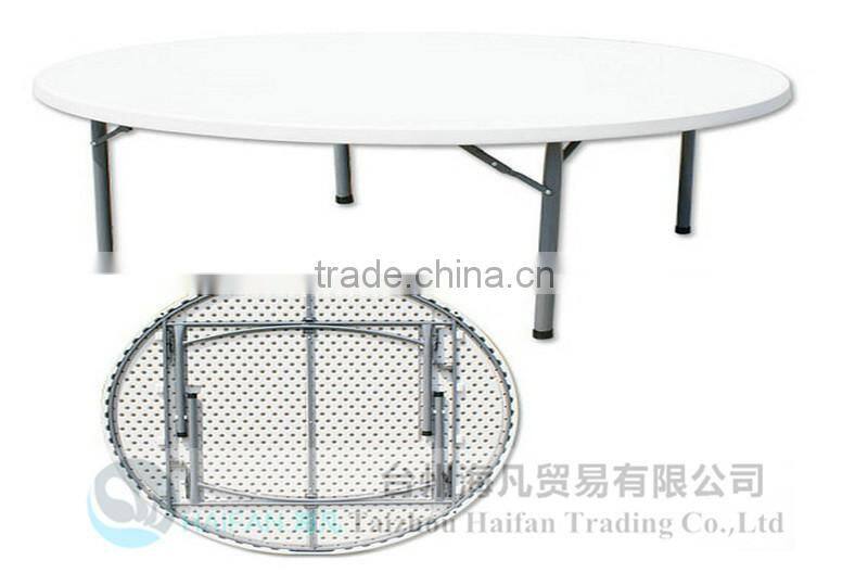 durable PE 2 Meter white upscale round wedding table/stainless steel bracket modern round marriage table with removable legs