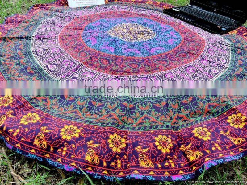 Indian Tapestry Mandala Round Roundie Yoga Mat Beach Throw Hippie Mandala Round Throw Beach Roundie Tapestry Beach Roundie Round