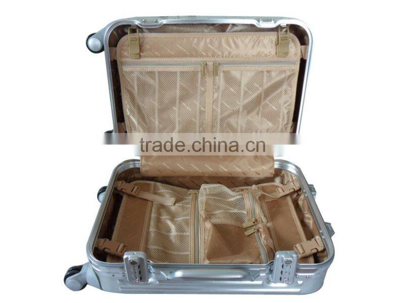 2014 new design aluminium material trolley luggage, suitcase,20,24,28 luggage